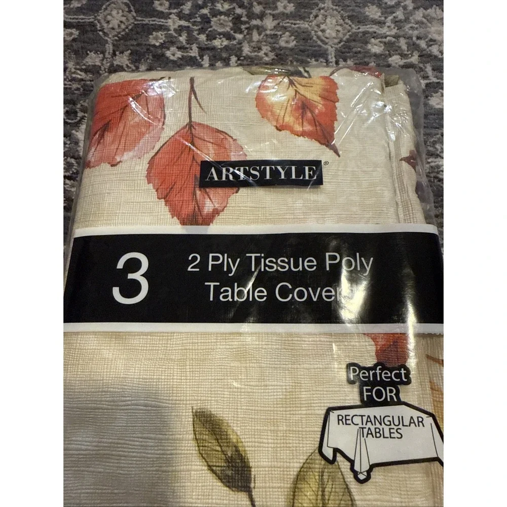 Artstyle 3 Pack Of Autumn Leaves Fall Theme 2 Ply Poly Table Covers 54x108